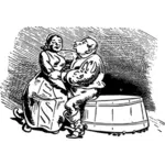 Vektor illustration av man och kvinna kramas varje andra vektorbild